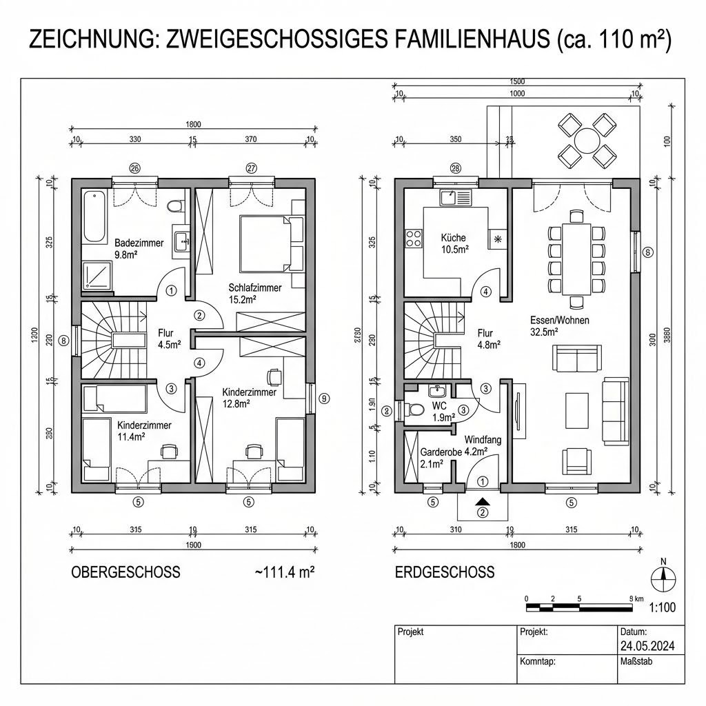 Grundriss CITY 110 von Hartl Haus — 110 m², 4 Zimmer