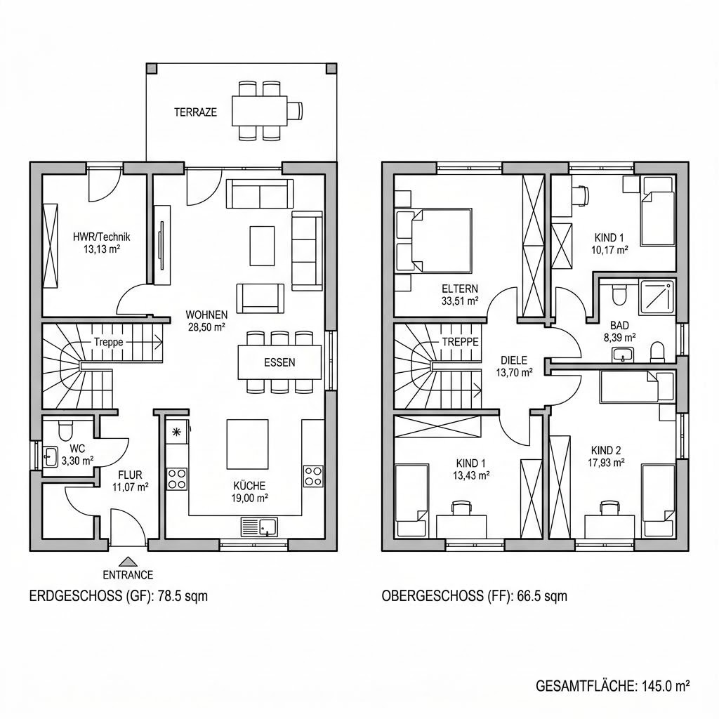 Grundriss Aura 145 von HELMA Eigenheimbau