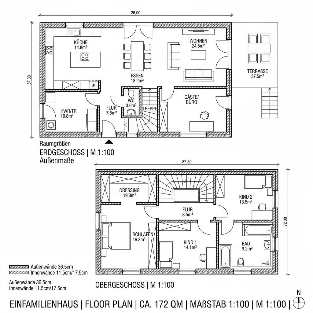 Grundriss Aura 172 Walmdach von HELMA Eigenheimbau