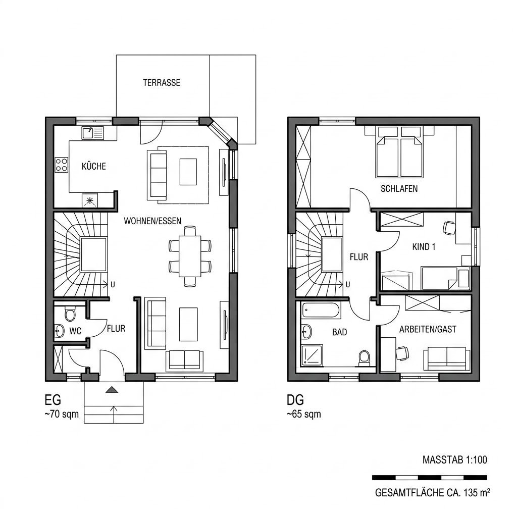 Grundriss Massivklar 135 von HELMA Eigenheimbau