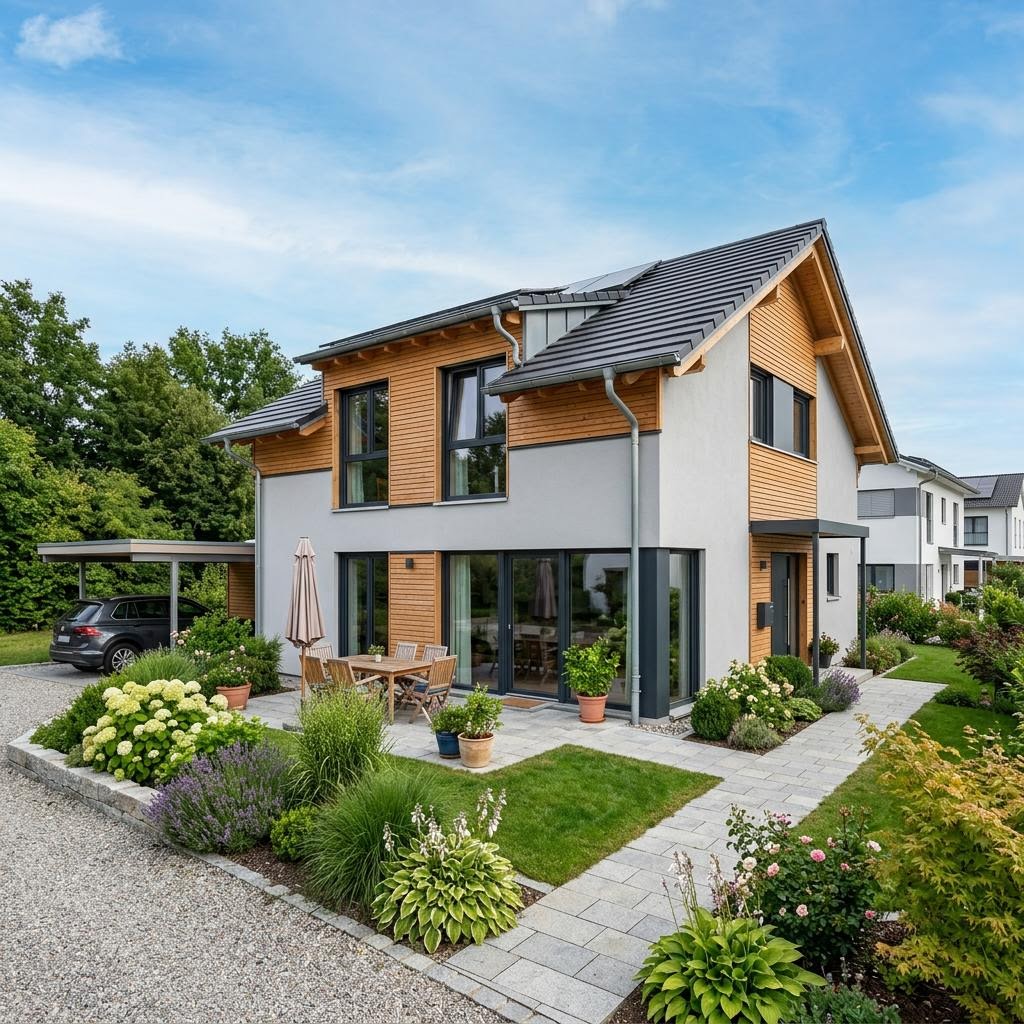 Einfamilienhaus Solitär Classic 128 von Keitel-Haus — Holzfertighaus mit Satteldach