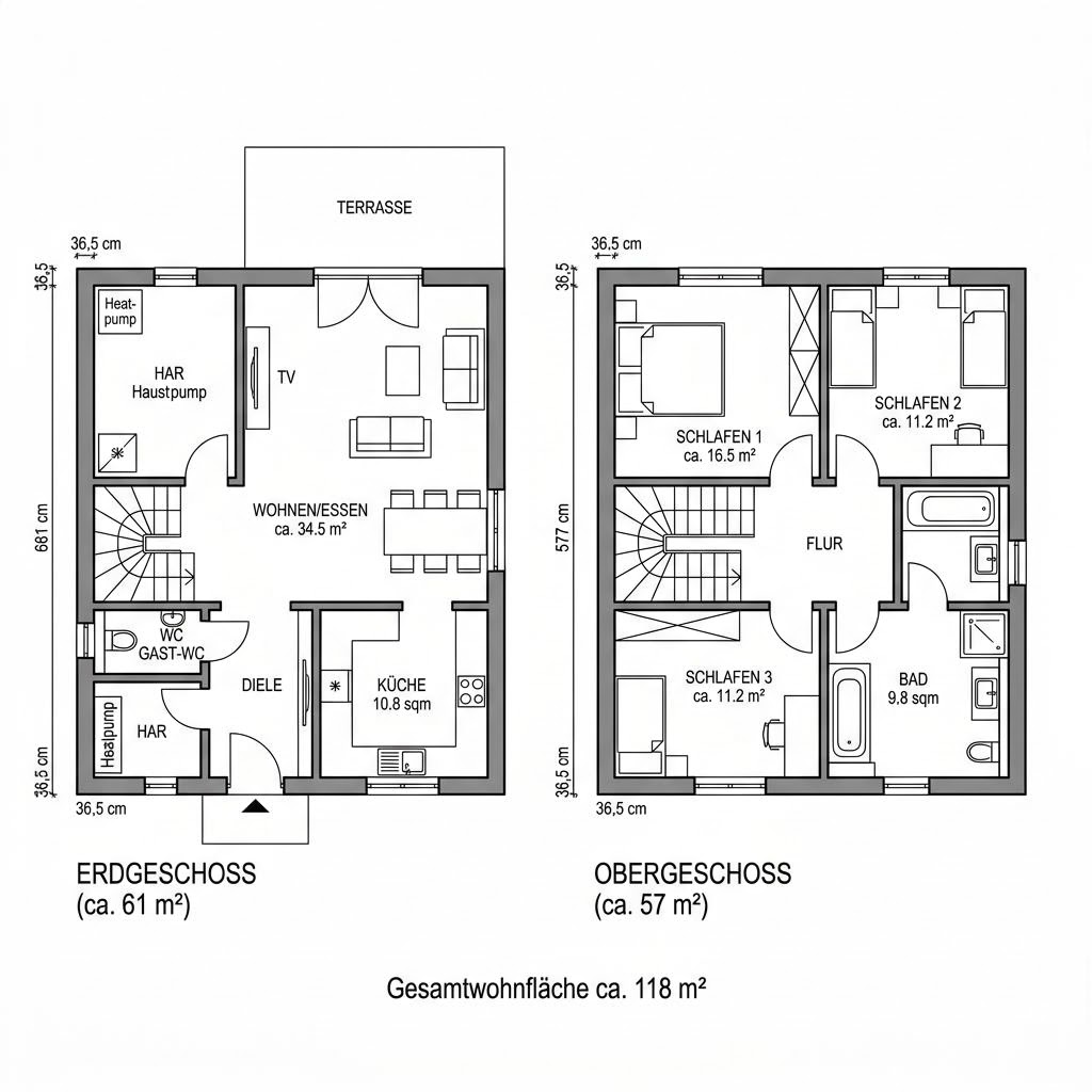 Grundriss Solitär Kompakt 118 von Keitel-Haus — 118 m², 4 Zimmer