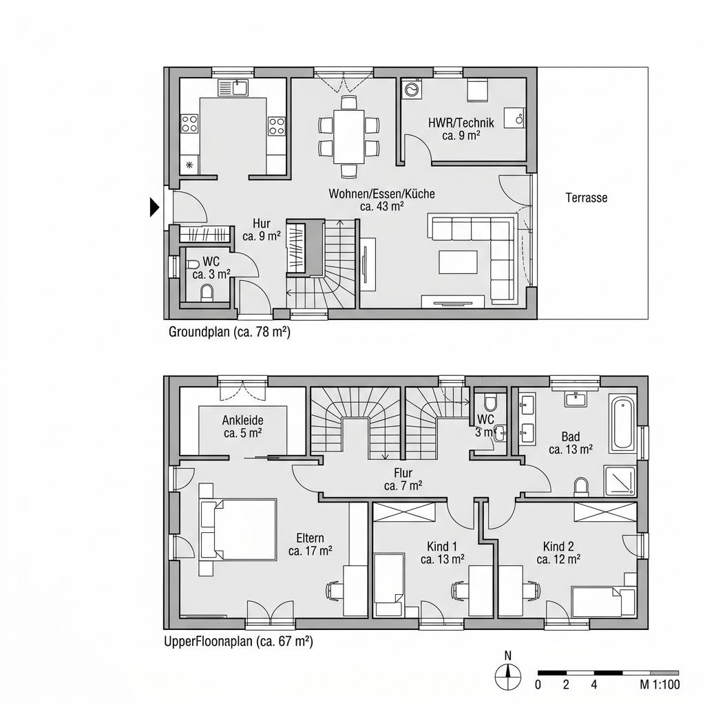 Grundriss Family VIO – 145 m² Einfamilienhaus mit 5 Zimmern