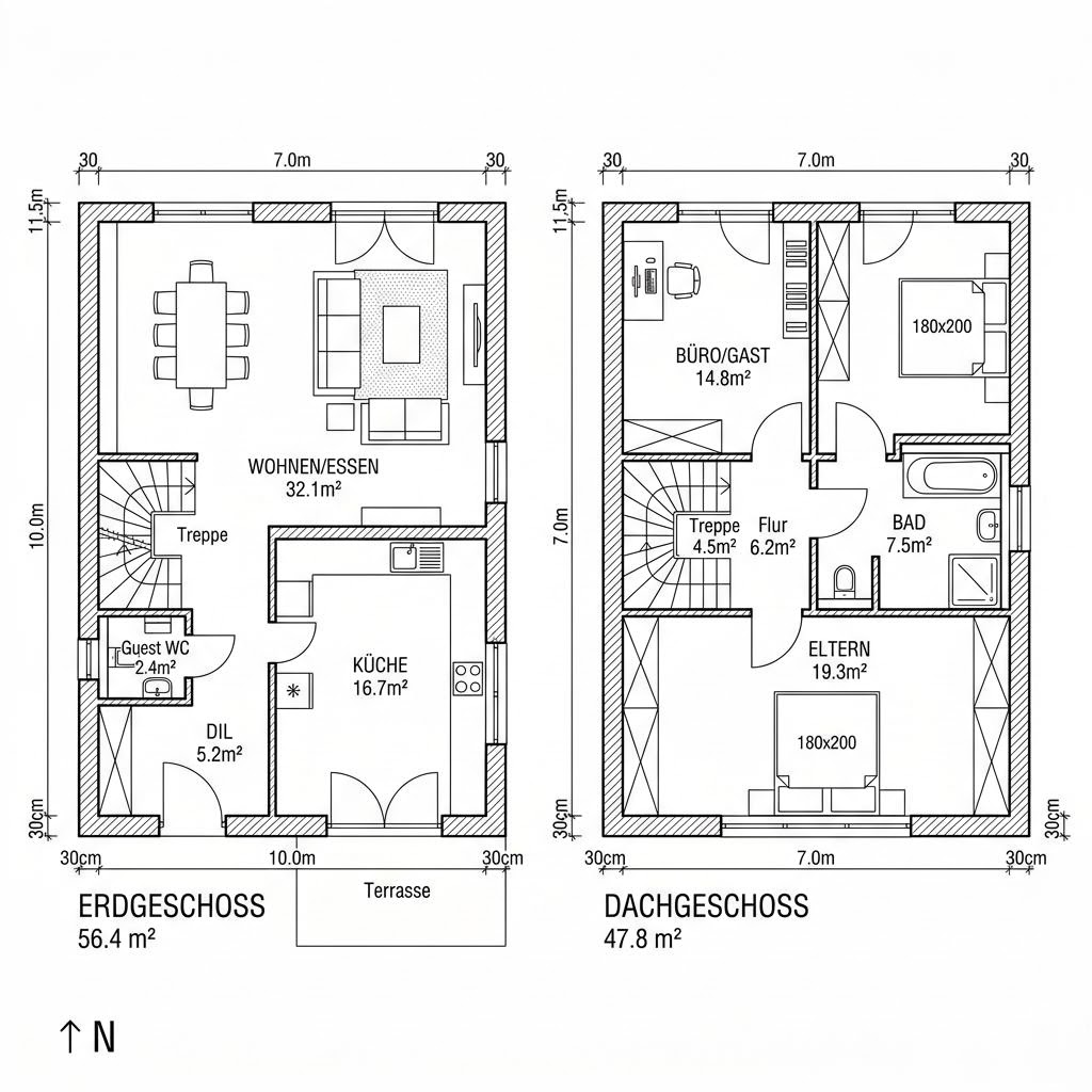 Einfamilienhaus Holzhaus Almblick 104 von Petershaus — Massivholzhaus mit rund 104 m²