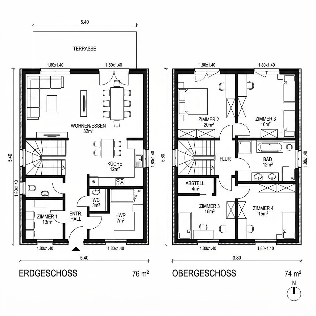 Grundriss Berlin Duett 150 Grundriss Berlin Duett 150 von Roth-Massivhaus