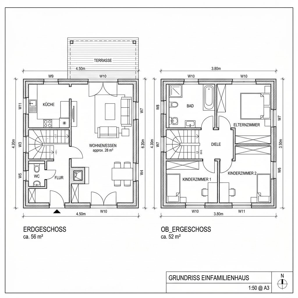 Grundriss SH 108 SD von ScanHaus Marlow — 108 m², 4 Zimmer