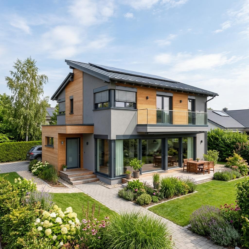 Vitalis 130 von TALBAU-Haus Einfamilienhaus Vitalis 130 von TALBAU-Haus — Holzfertighaus mit Pultdach und 130 m²