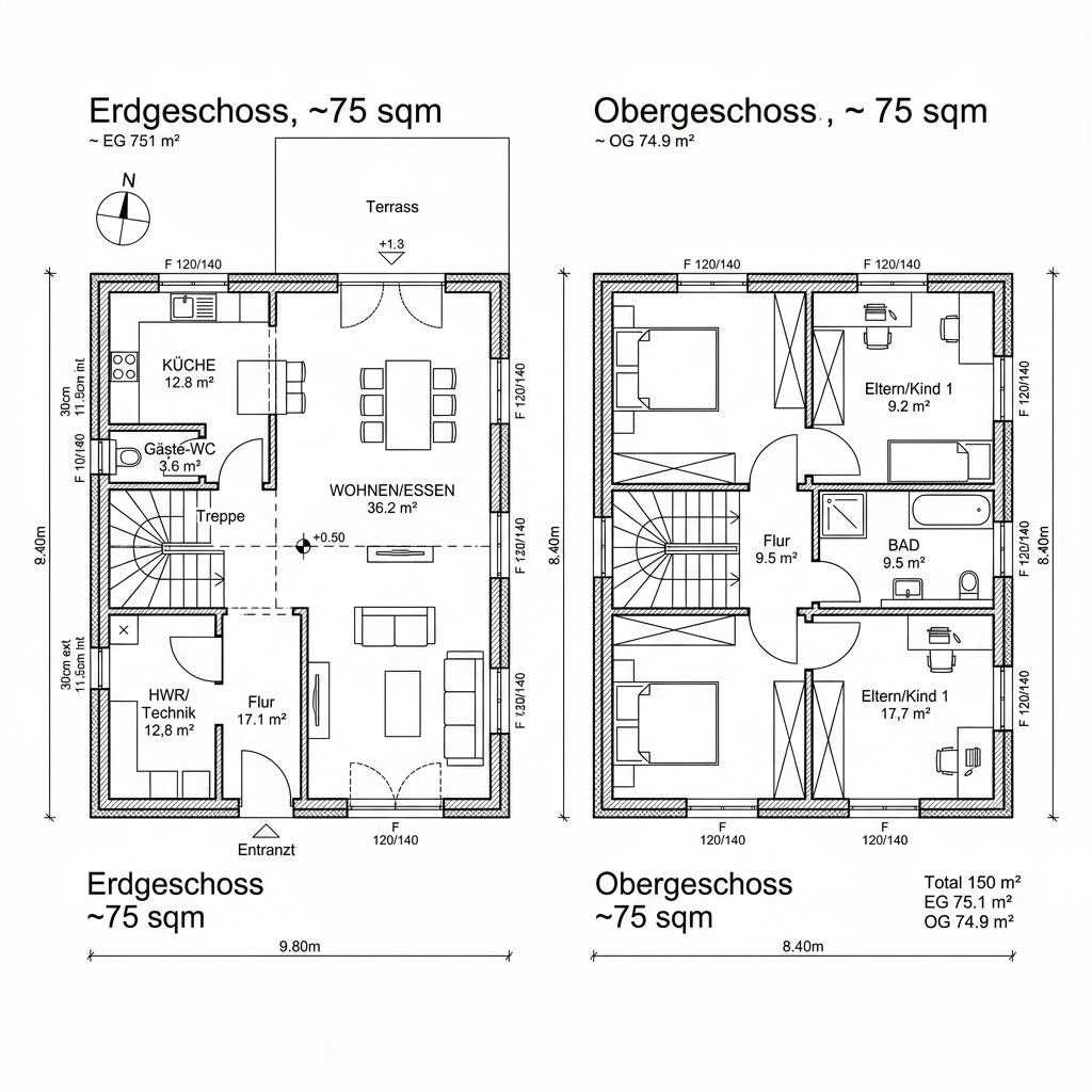 Grundriss Wohnidee-Haus von Viebrockhaus — 150 m², 5 Zimmer