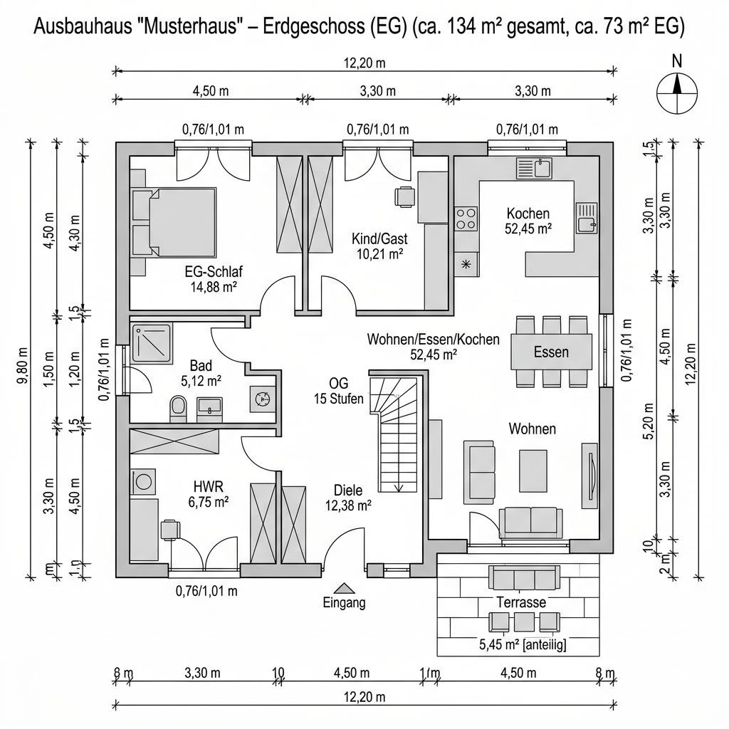 Grundriss Ausbauhaus Trend 134 Grundriss Ausbauhaus Trend 134 von ELK Haus