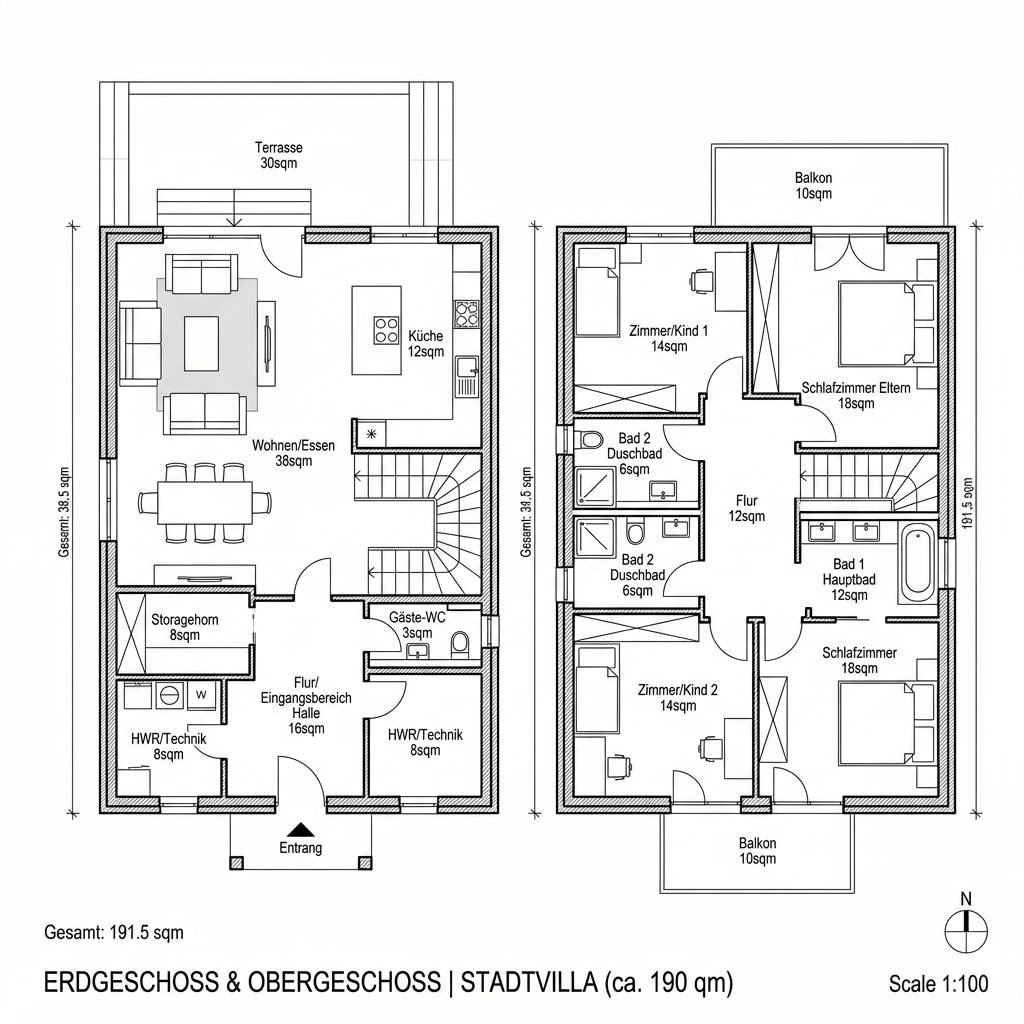 Stadtvilla Design 190 von ELK Haus — Fertighaus mit rund 190 m²