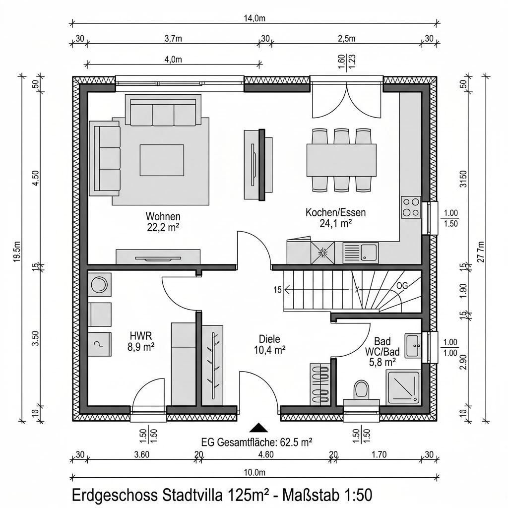 Stadtvilla Stadtvilla Zelt 125 von FIBAV Massivhaus mit Zeltdach — 125 m²