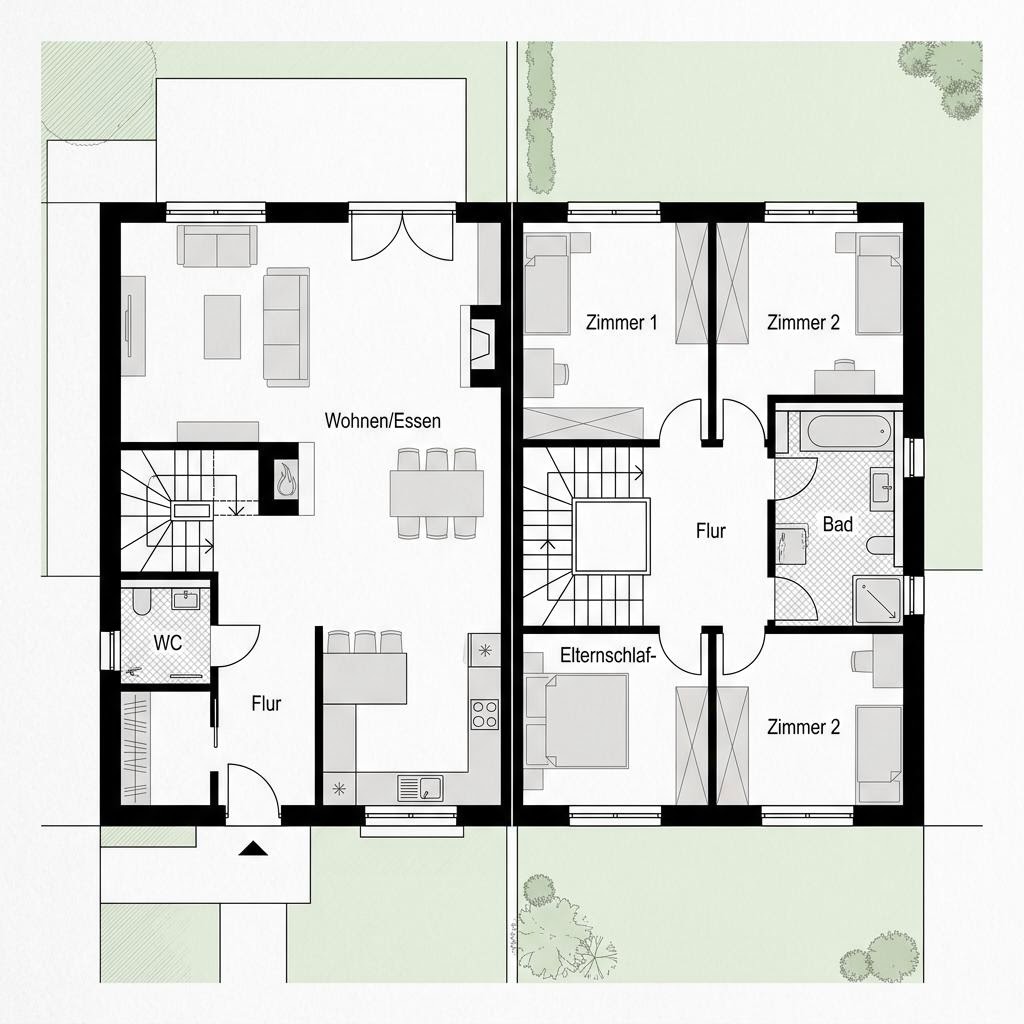 Grundriss Doppelhaus Medley 126 von FingerHaus