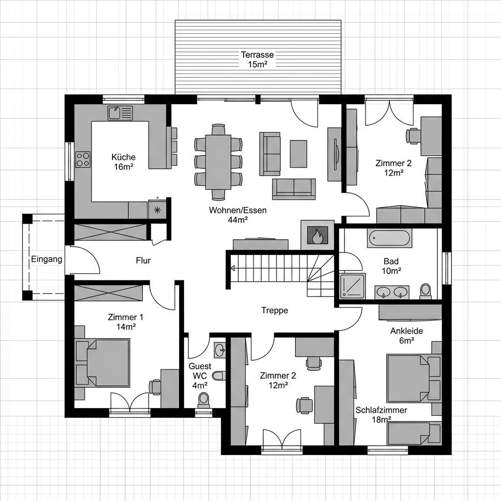 Grundriss MEDLEY 300 – 148 m² Einfamilienhaus mit 5 Zimmern