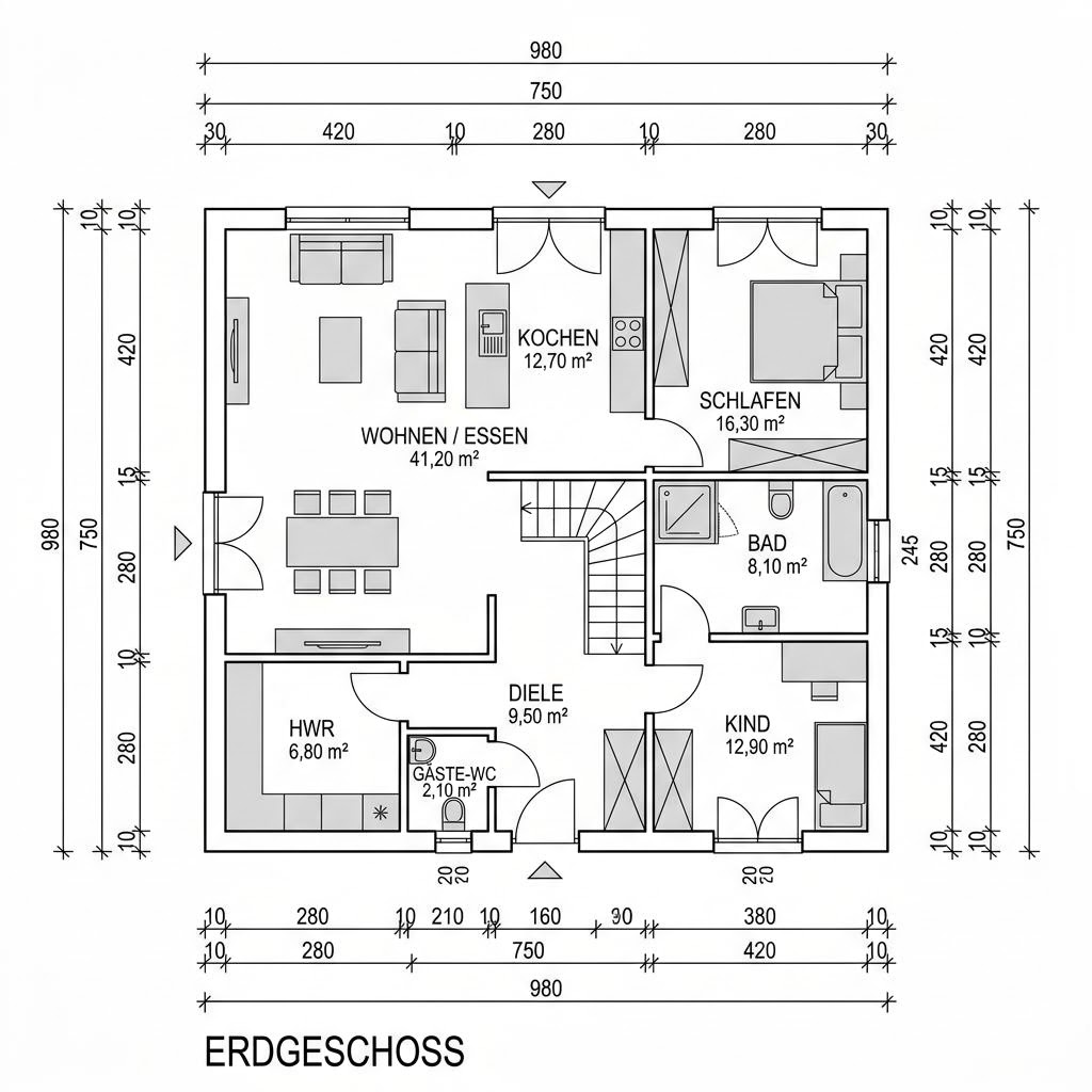 Stadtvilla Stadtvilla Walm 143 von Fingerhut Haus mit Walmdach — 143 m²