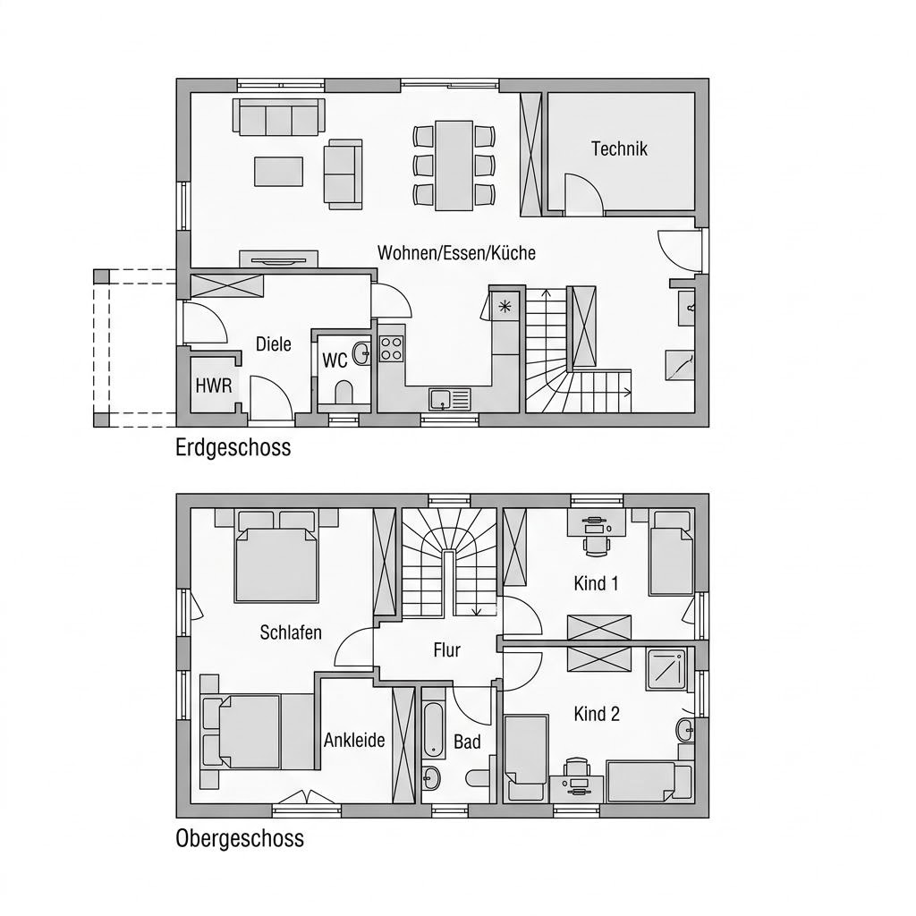 Grundriss Aktiv 141 – 141 m² Einfamilienhaus mit 5 Zimmern