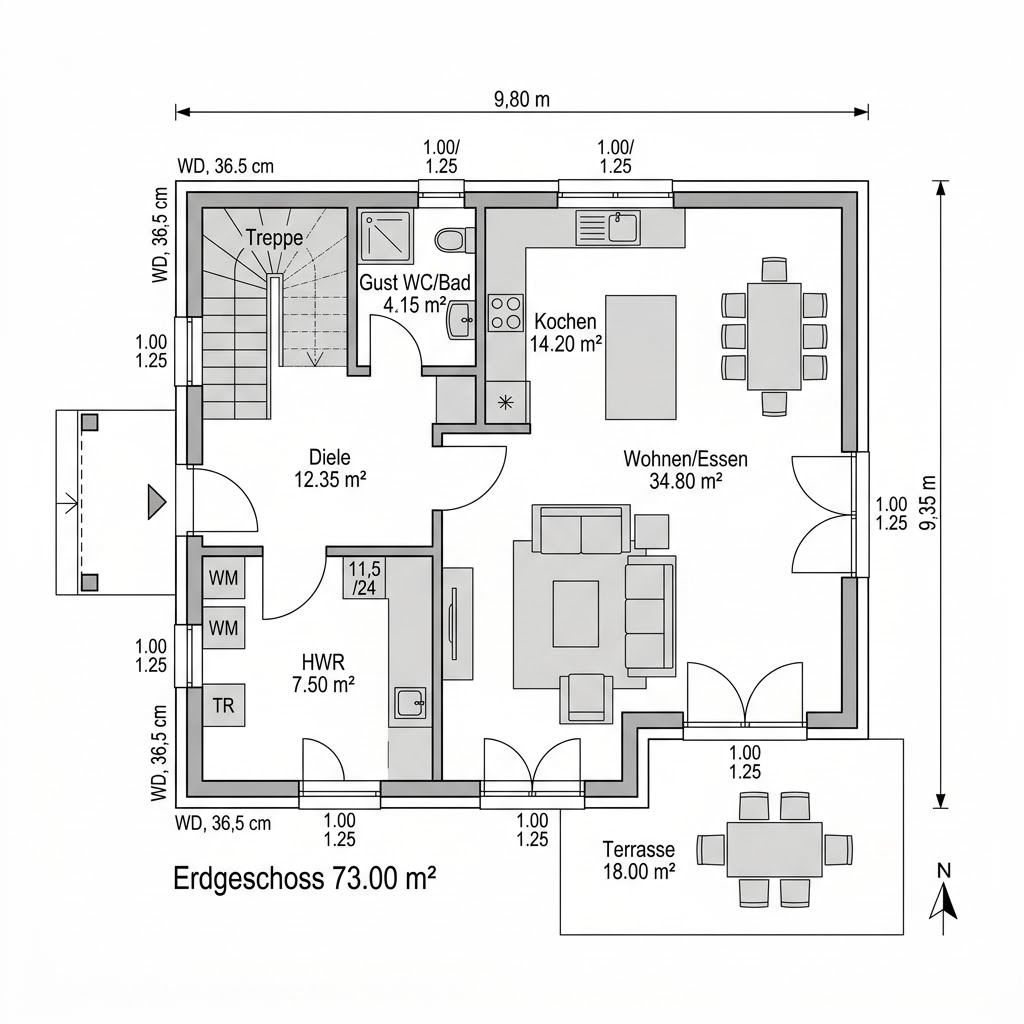 Grundriss Landhaus Zwerch 144 – 144 m² Einfamilienhaus mit 5 Zimmern