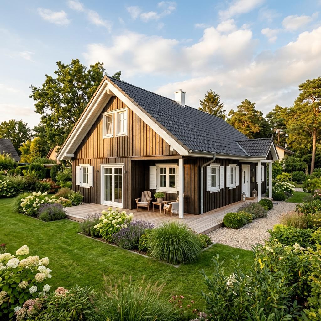 Ferienhaus Skagen 72 von Fjorborg Holzhäuser Nordisches Ferienhaus Skagen 72 von Fjorborg Holzhäuser mit Satteldach
