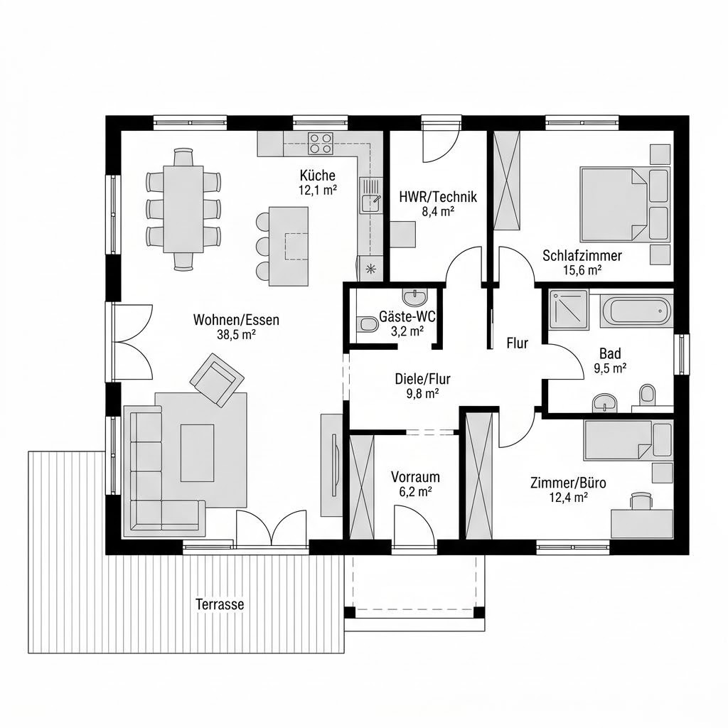 Schwedenhaus Trelleborg Plus von Fjorborg Häuser — Holzrahmenbau mit 118 m²