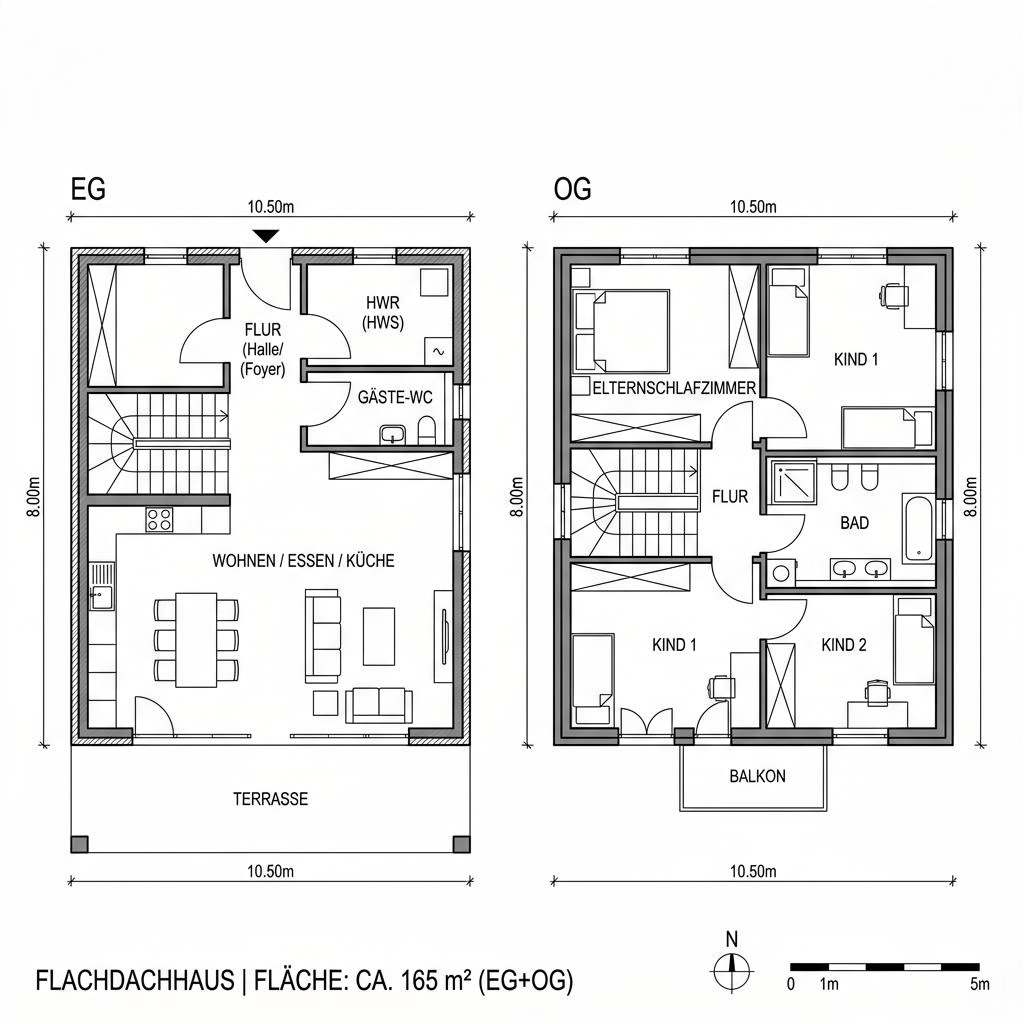 Flachdachhaus Flat Cube 165 von DAVINCI HAUS — Fertighaus mit rund 165 m²