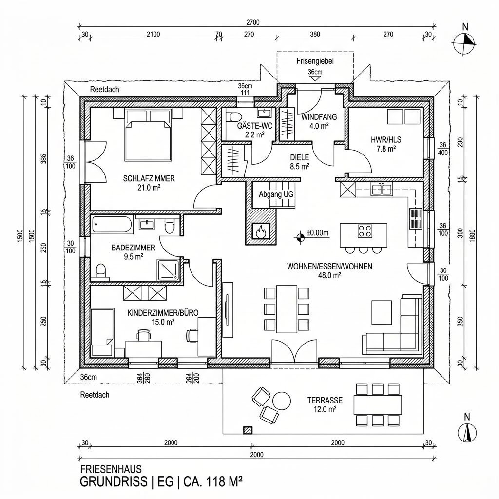 Grundriss Reetkate 118 von Nordic Haus