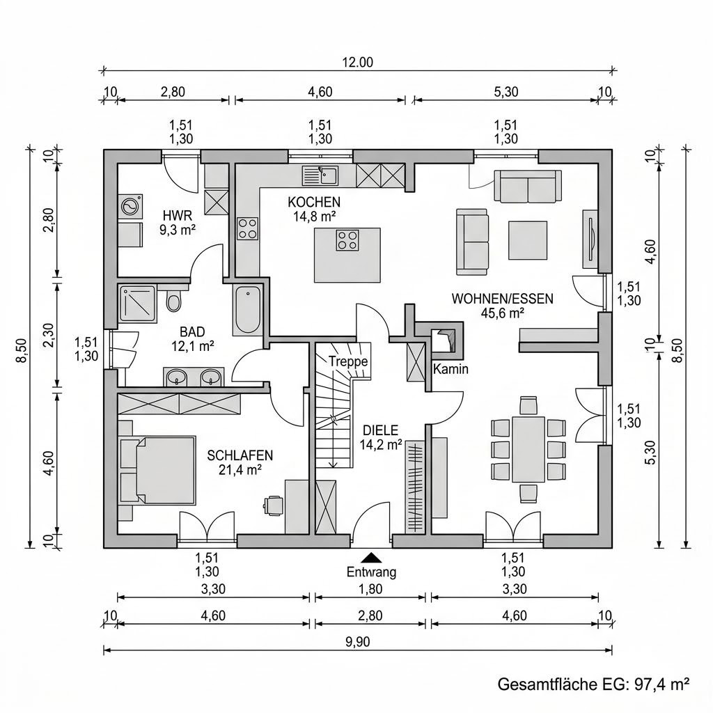Grundriss Fachwerkhaus Scheune 186 von Fuhrberger Fachwerkhaus