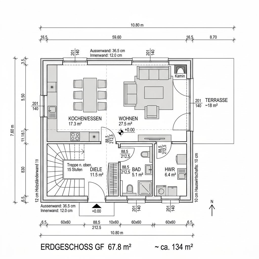 Holzhaus Wohnblockhaus Landidyll 134 von Fullwood Wohnblockhaus — Massivholzhaus mit Satteldach und 134 m²