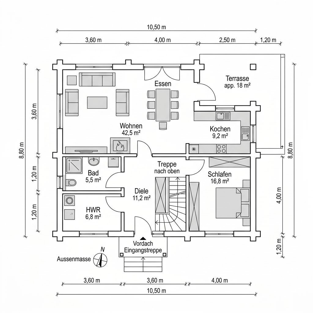 Blockhaus Spessart 134 von Fullwood Wohnblockhaus mit Satteldach — Massivholzhaus mit 134 m²
