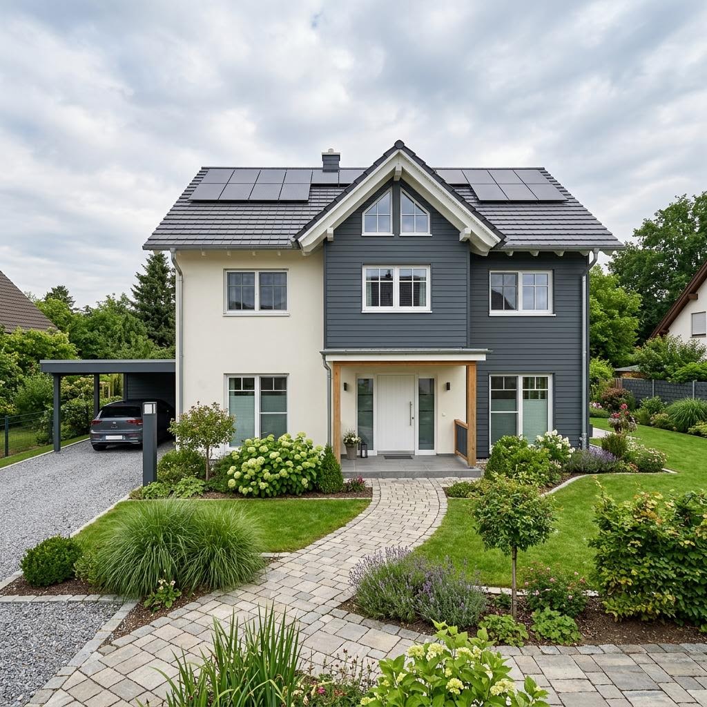 Amerikanisches Holzhaus Charleston 152 von Greenville mit Seitenveranda und Satteldach