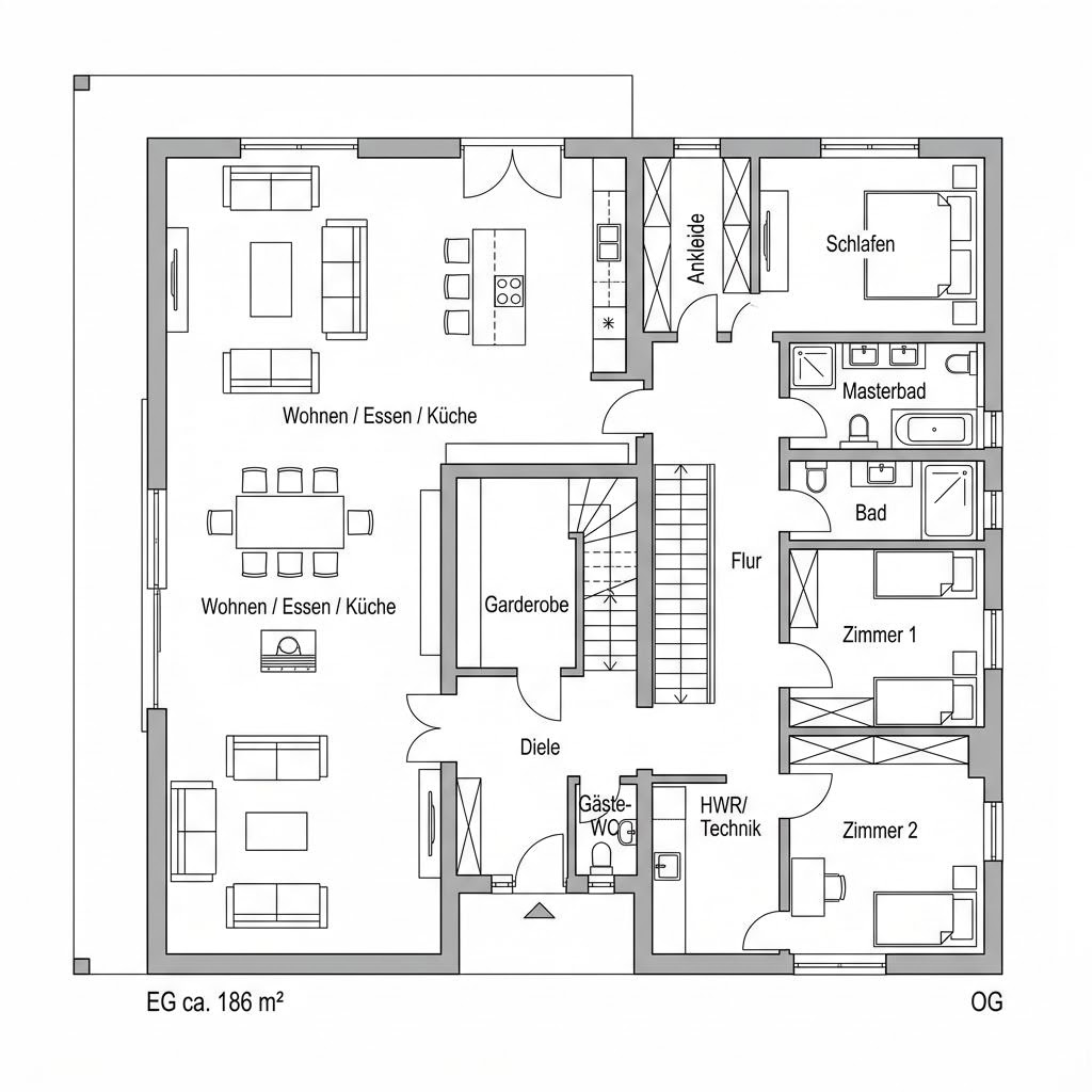 Grundriss Designhaus Vento 186 von GRIFFNER