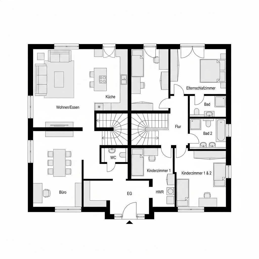 Grundriss Friesenperle 140 – 140 m² Friesenhaus mit 5 Zimmern