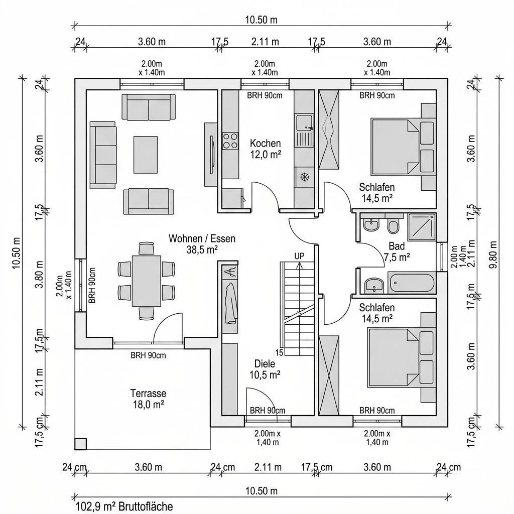 Stadtvilla Villa Mansarde 160 von GUSSEK HAUS mit Mansarddach — 160 m²