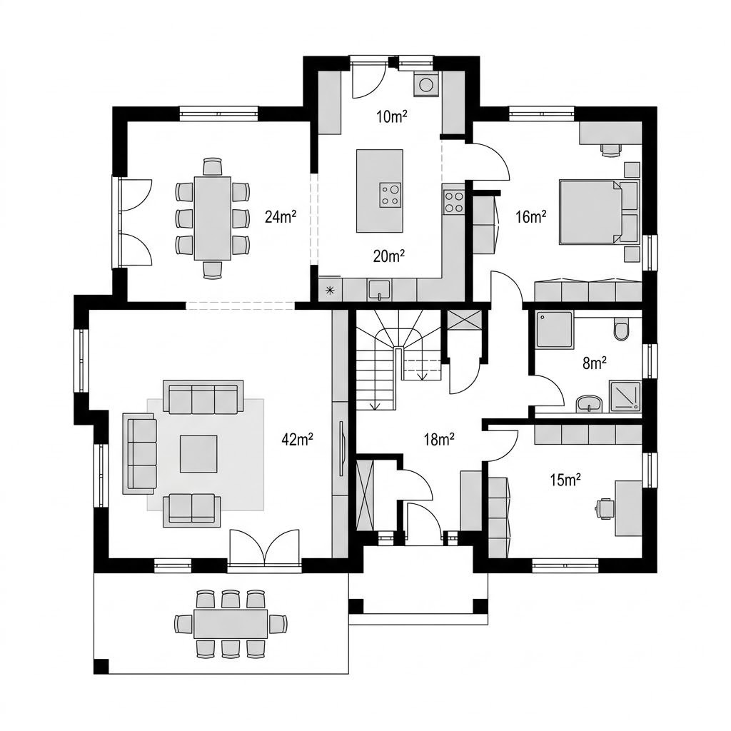 Grundriss Landhaus L 178 Grundriss Landhaus L 178 von Haas Fertigbau