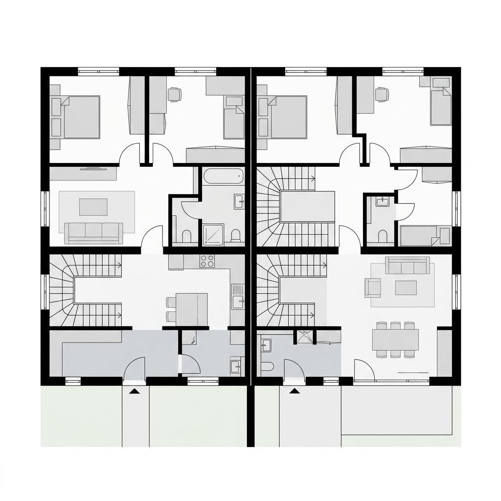 Grundriss Doppelhaus Variant 134 Grundriss Doppelhaus Variant 134 von Hanse Haus