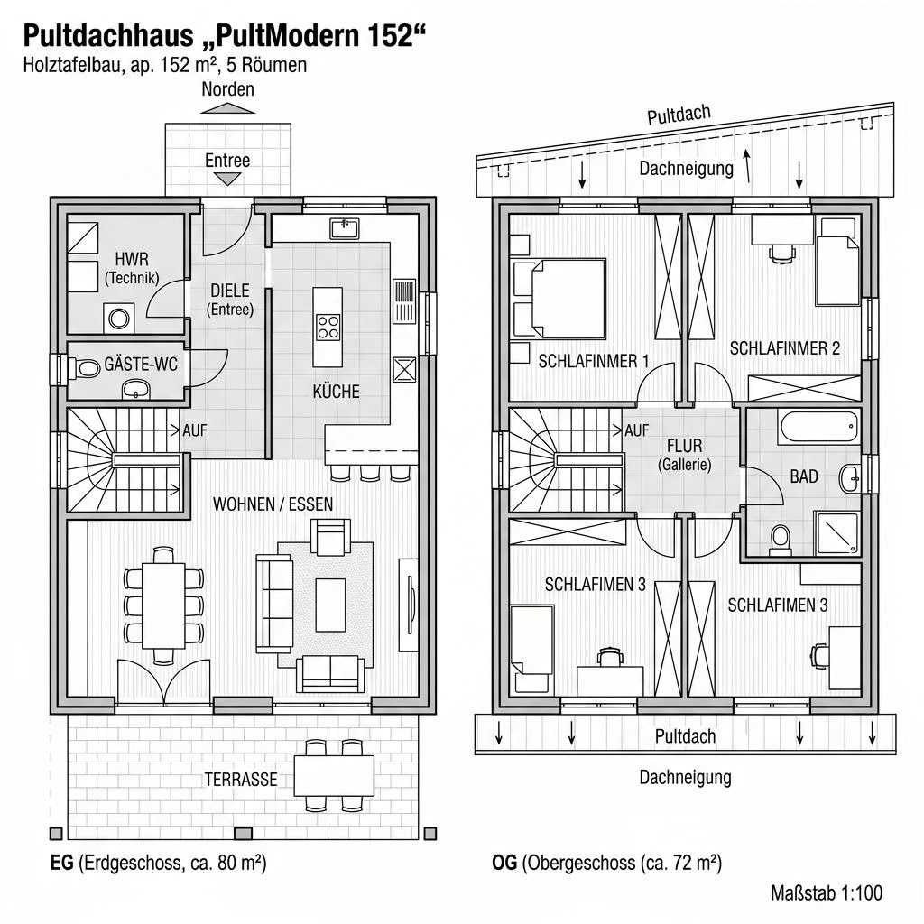 Grundriss PultModern 152 Grundriss PultModern 152 von Hanse Haus