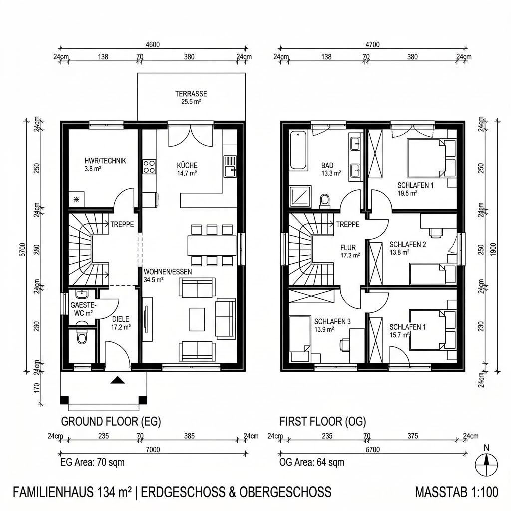 Holzhaus casaVita 134 von Beilharz Haus — modernes Familienhaus mit Pultdach