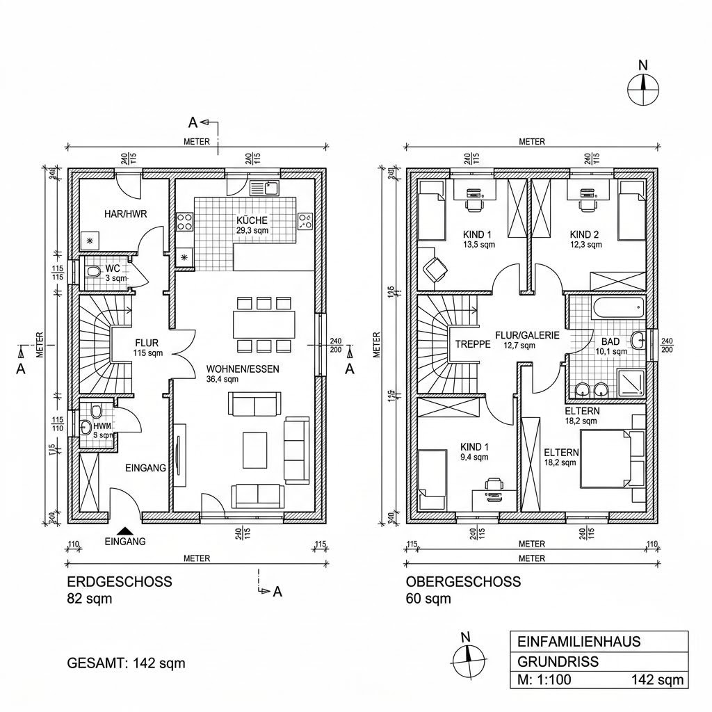 Holzhaus eco-Haus 142 von Beilharz Haus — ökologisches Familienhaus mit Satteldach