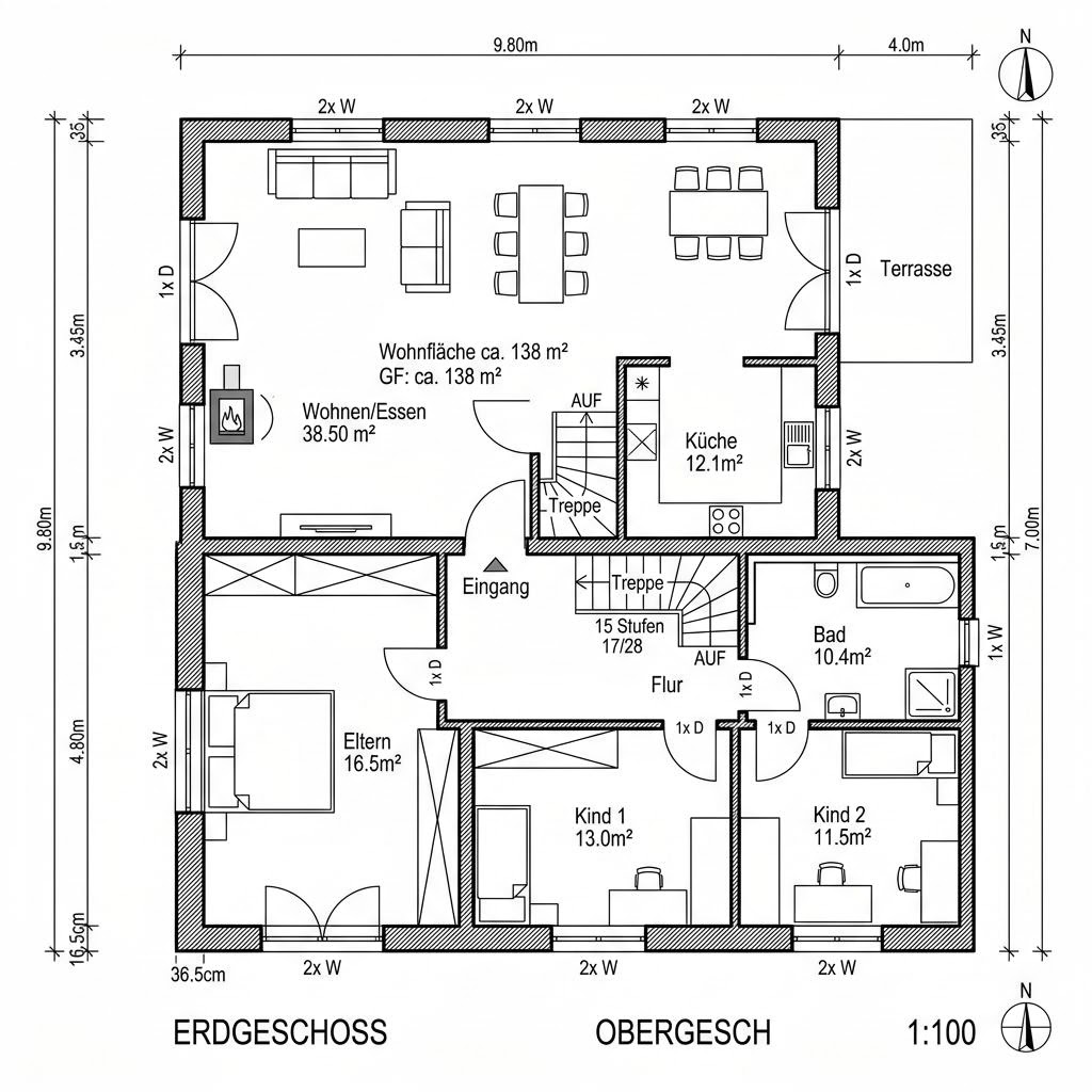 Landhaus Natur 138 von Genböck Haus — Fertighaus mit rund 138 m²