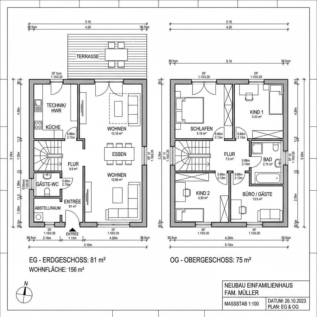 Holzhaus Landhaus Linz von Sonnleitner Holzbauwerke — individuell geplantes Haus mit Satteldach