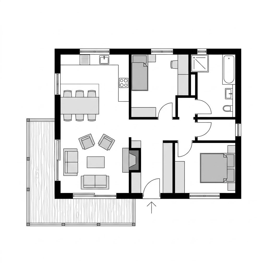Grundriss Chalet Enzian – 92 m² Chalet mit 3 Zimmern