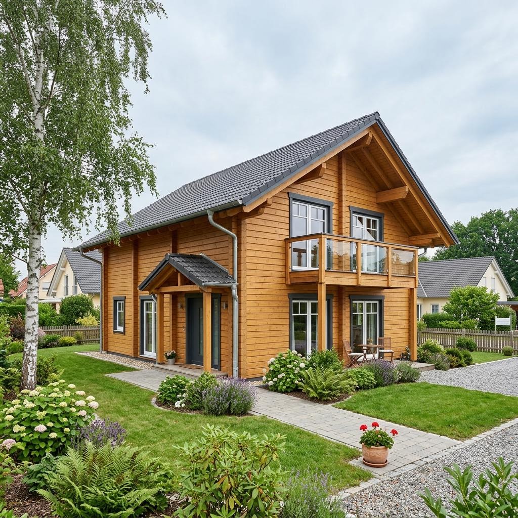 Finnisches Blockhaus Ranta 138 von Honka für Seegrundstücke mit Satteldach