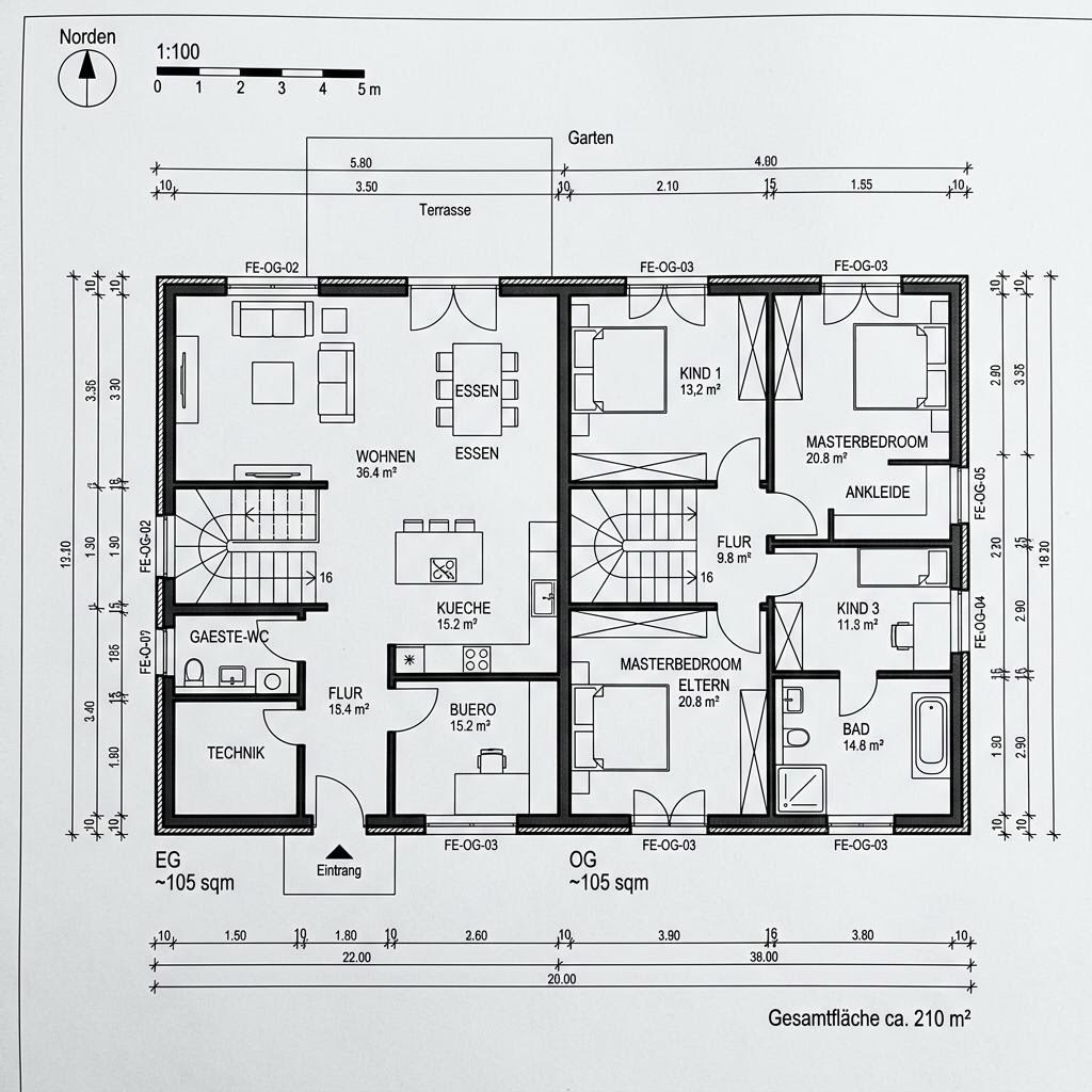 Stadtvilla Family 210 von KAMPA — Fertighaus mit rund 210 m²