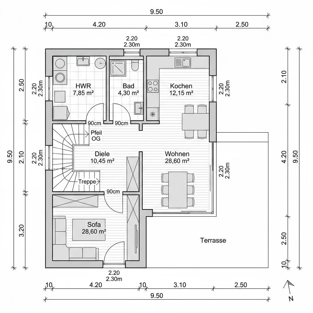 Kubushaus Klima 152 von KAMPA mit Flachdach — kubisches Fertighaus im Bauhausstil mit 152 m²