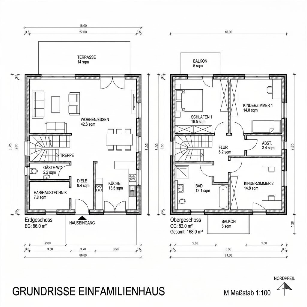 Grundriss Solid 168 von KAMPA — 168 m², 6 Zimmer