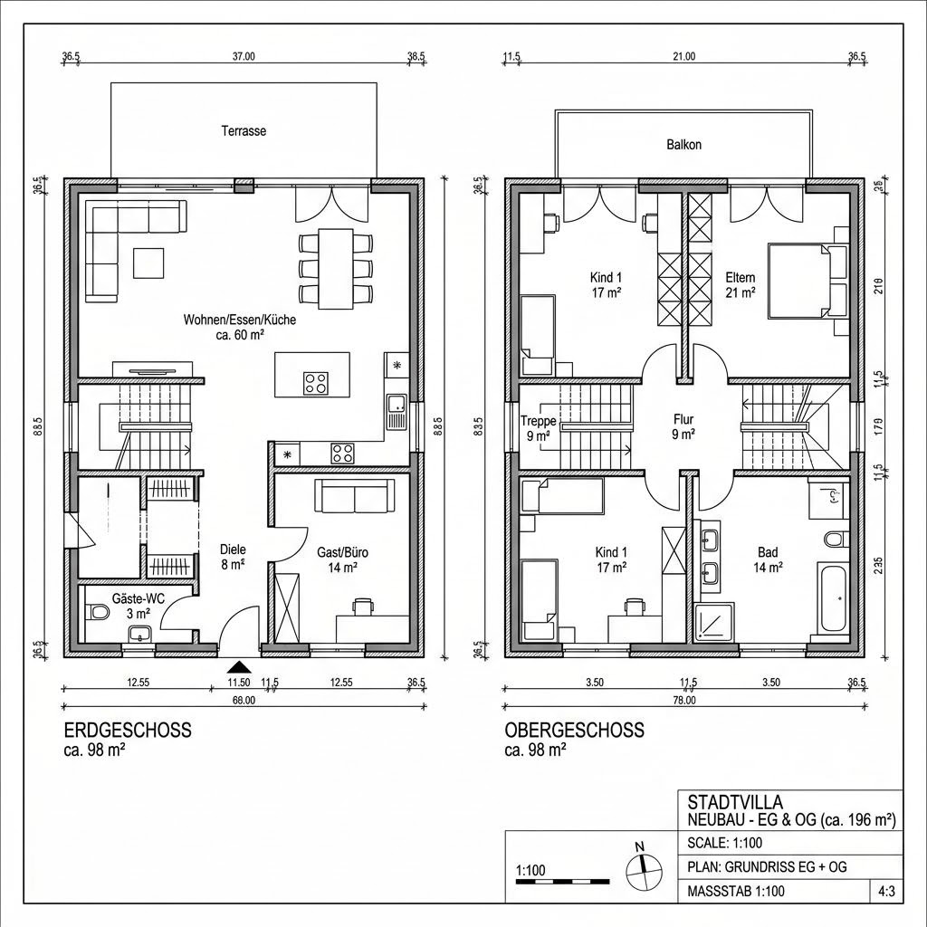 Stadtvilla Stadtvilla K12 von KAMPA — Fertighaus mit rund 196 m²