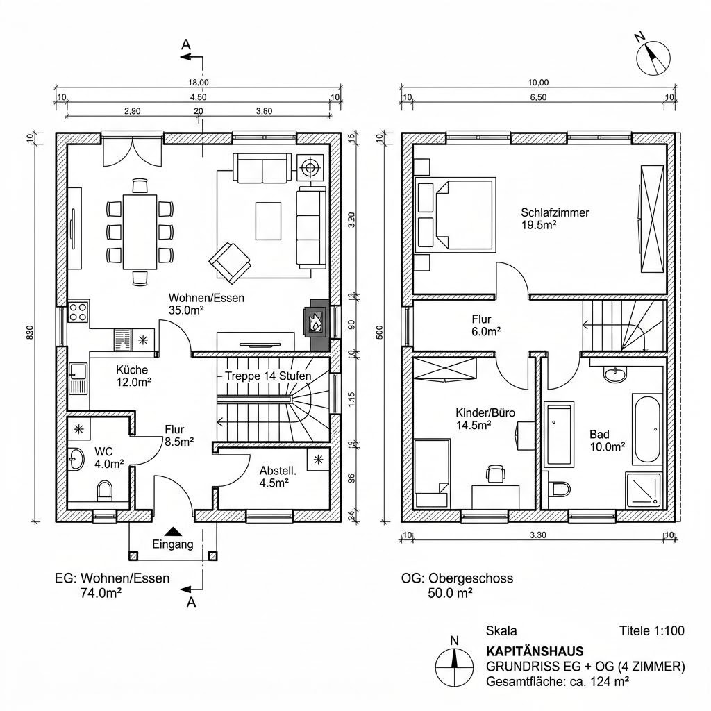 Grundriss Kapitänshaus Langeoog 124 von Nordic Haus