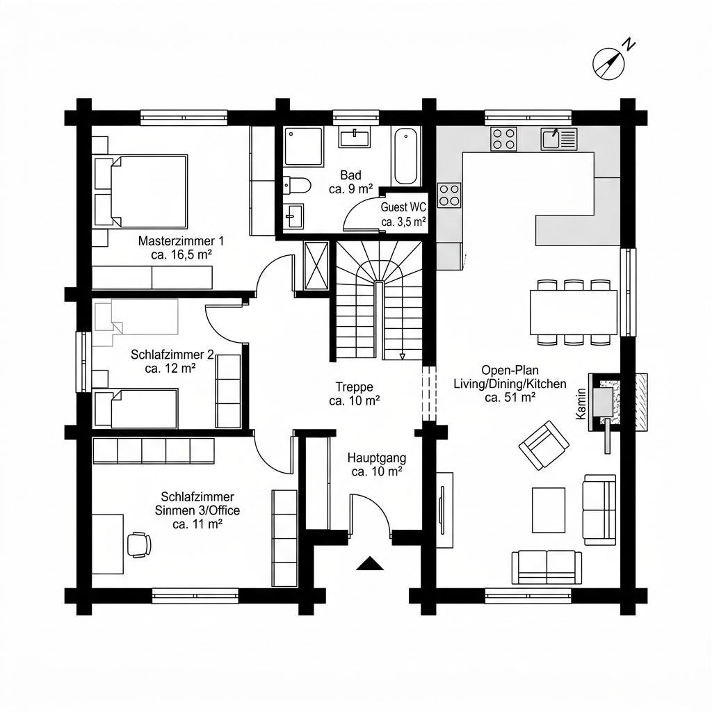 Blockhaus Natur 124 von KD-Haus — Massivholz-Blockbau mit 124 m²