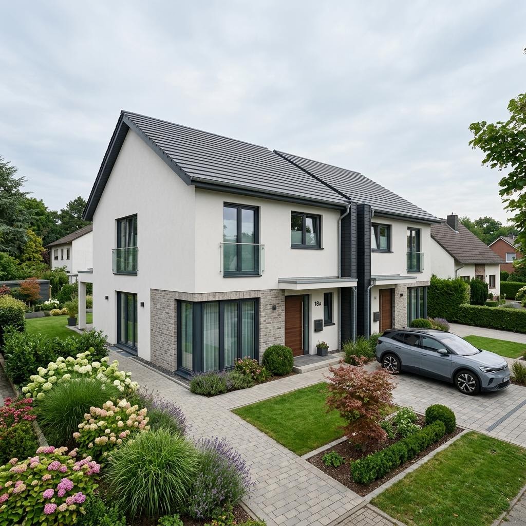 Doppelhaus Duplo 152 von Kern-Haus Doppelhaushälfte Doppelhaus Duplo 152 von Kern-Haus — Satteldach, 152 m² für schmale Grundstücke