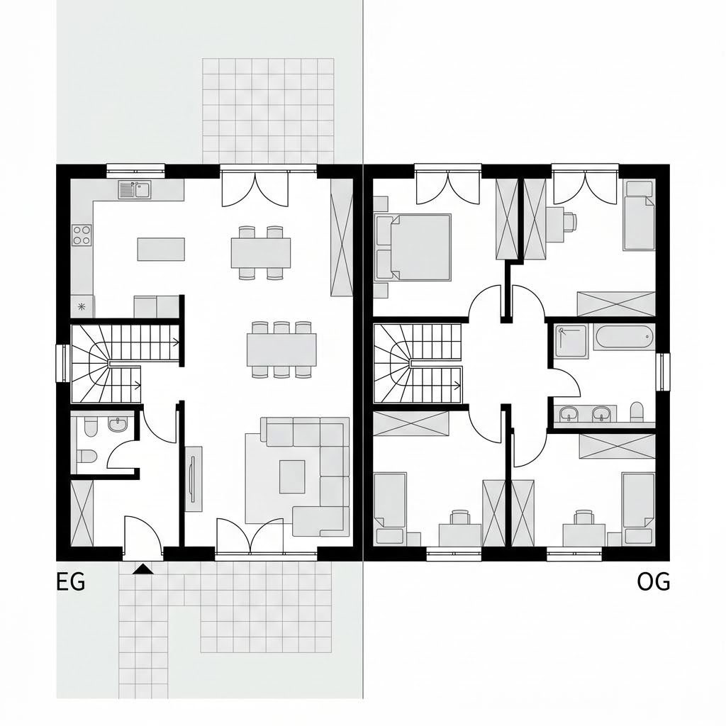 Grundriss Doppelhaushälfte Duo D126 Grundriss Doppelhaushälfte Duo D126 von Kern-Haus