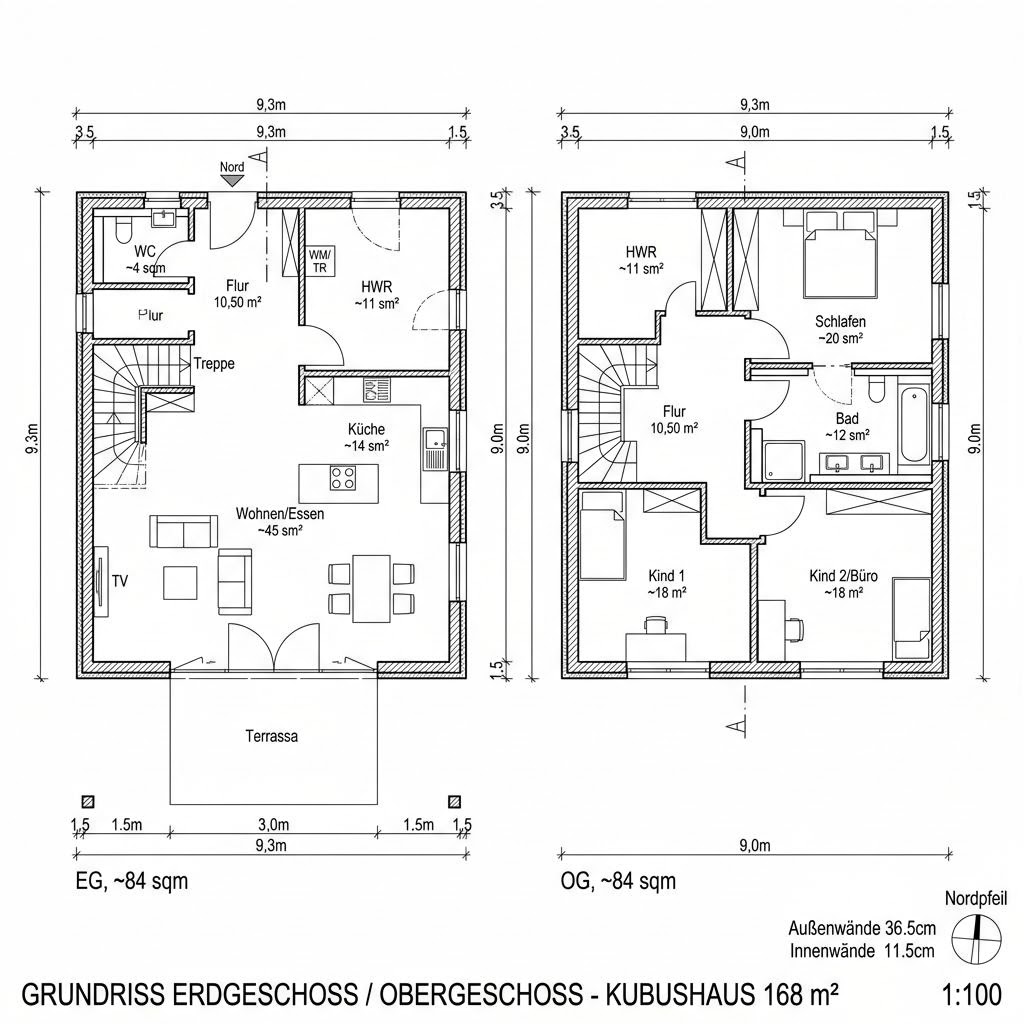 Kubushaus Kubushaus Vetro 168 von DAVINCI HAUS — Fertighaus mit rund 168 m²