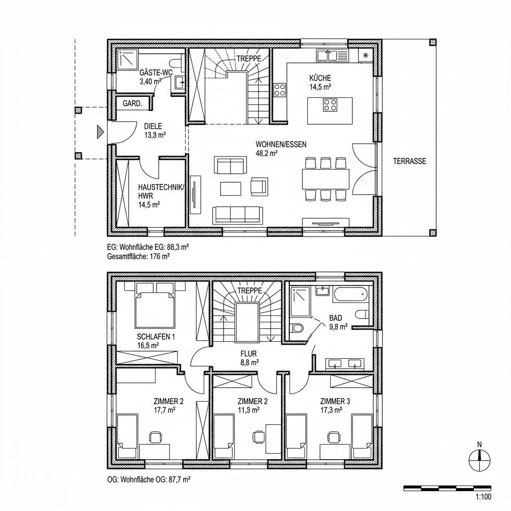 Kubushaus Kubus Nord 176 von Meisterstück-HAUS — Fertighaus mit rund 176 m²